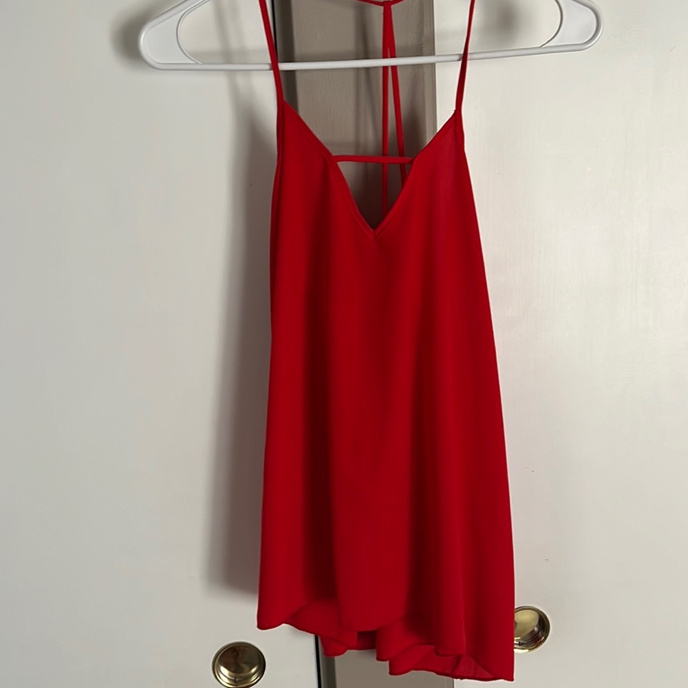 Red Strappy Back Tank Top